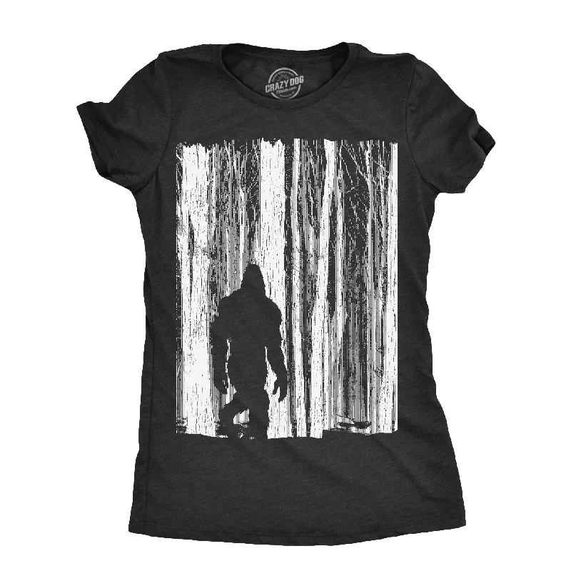 women's mock neck tops -Bigfoot In The Forest Women's T Shirt