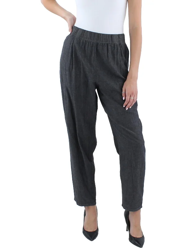 women's ankle-length trousers -Womens Heathered Organic Cotton Straight Leg Pants