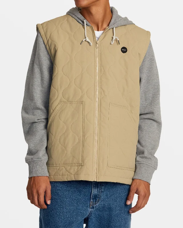 ladies' oversized blazers -Grant Hooded Puffer Jacket - Khaki