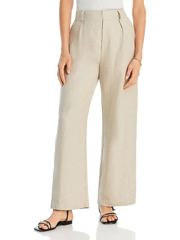 women's textured skirts -Ida Womens Linen Pleated Ankle Pants