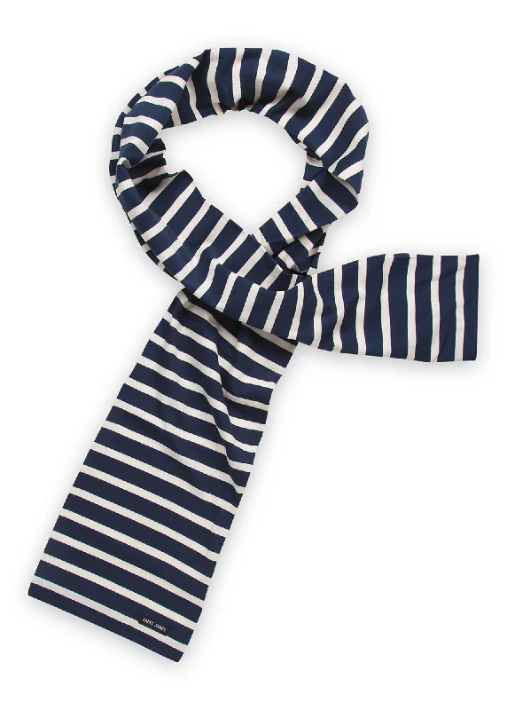 women's reversible jackets -Eve striped scarf - in light cotton (MARINE/ECRU)