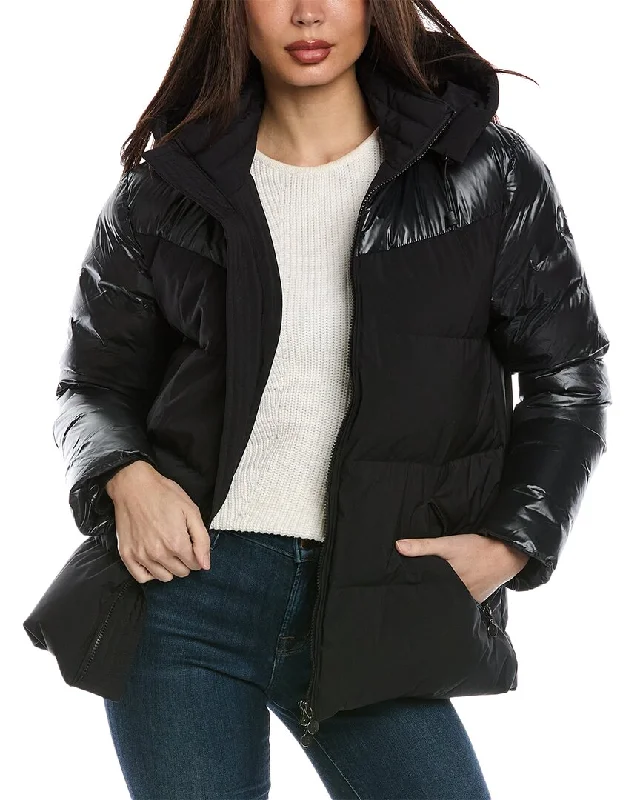 ladies' slim trench coats -SNOWMAN New York Hashtag Puffer Down Coat