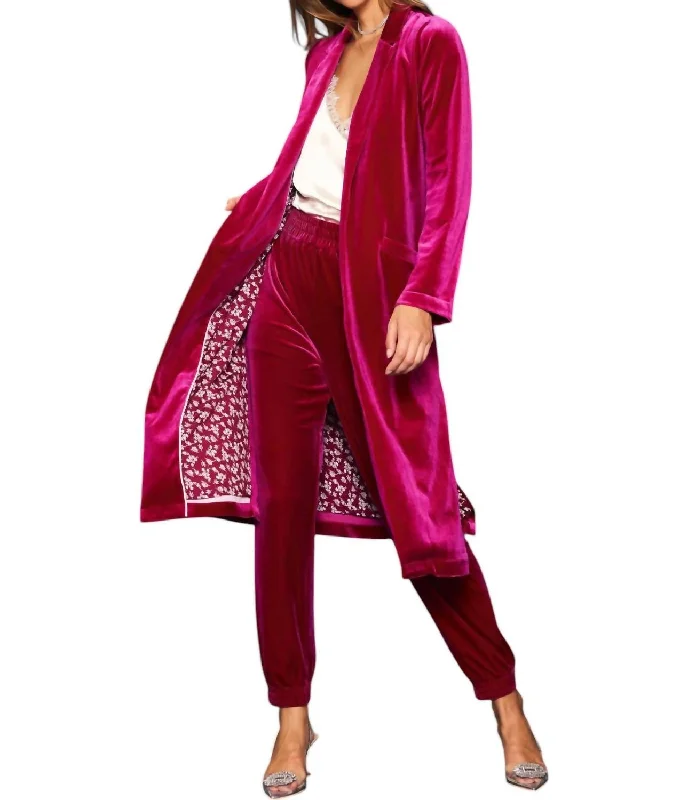 women's fur-lined jackets -Raspberry Dreams Duster In Magenta