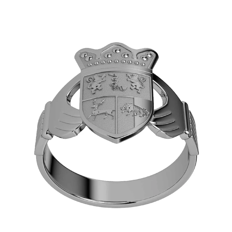 fashionable winter coats for women -Silver Polished Men's Coat Of Arms Ring