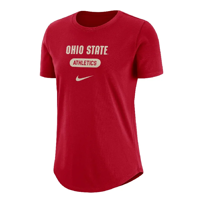 casual summer tops for women -Ladies Ohio State Buckeyes Nike University Crew Scarlet T-Shirt