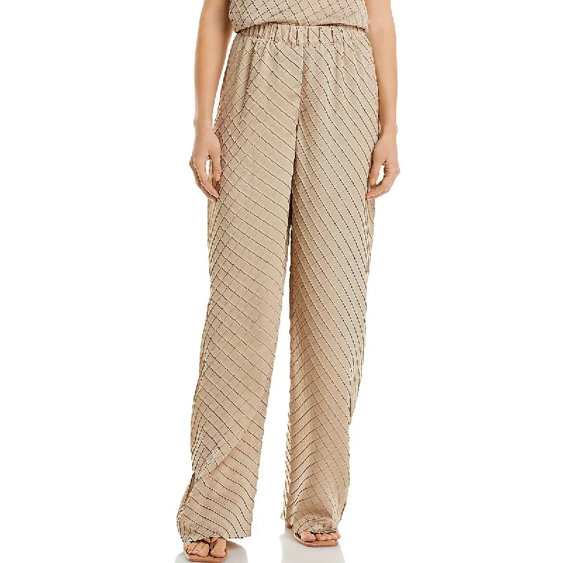 ladies' scalloped hem shorts -Lafayette 148 New York Womens High Rise Textured Palazzo Pants