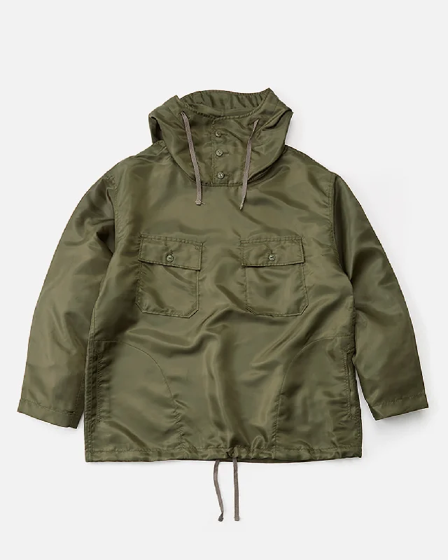 ladies' asymmetric jackets -Cagoule Shirt - Olive Drab Polyester Pilot Twill