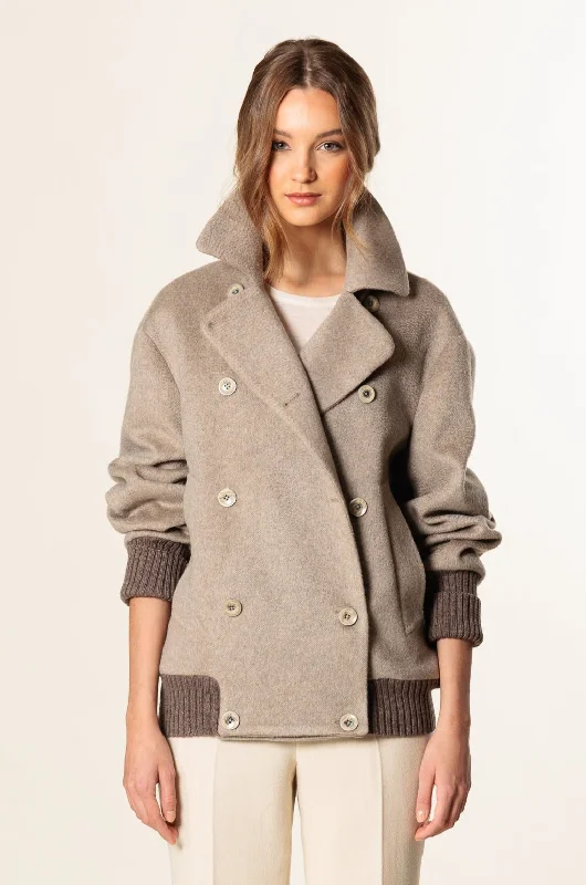 ladies' sherpa jackets -Bomber "ORTA" / Cashmere & Camel