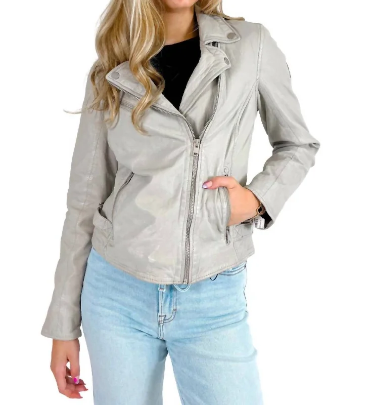 stylish trench coats for women -Sofia Leather Jacket In Off White