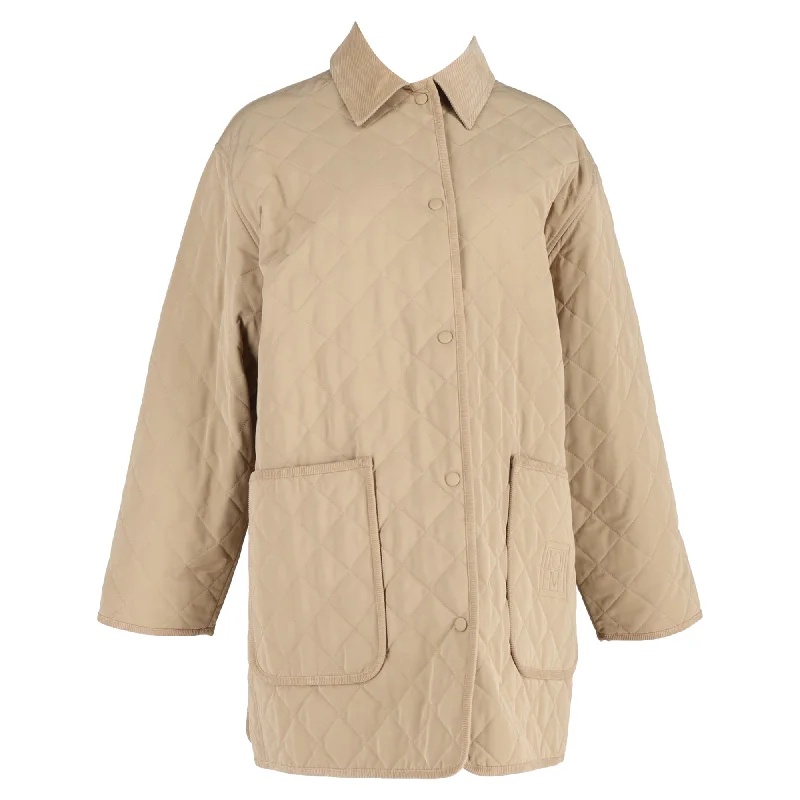 women’s casual blazers -Totême Quilted Barn Jacket in Beige Cotton