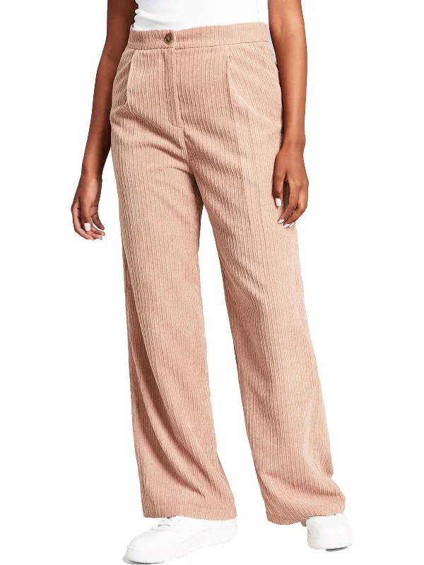 women's oversized pants -Womens Ribbed Corduroy Wide Leg Pants