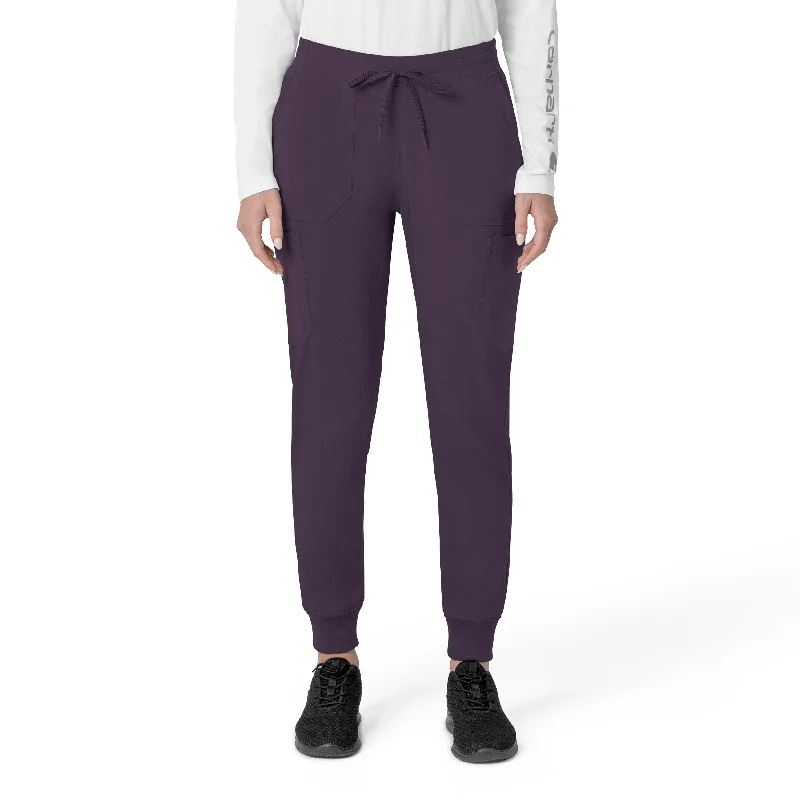 casual pants for women -Carhartt Force Cross-Flex Women's Cargo Jogger Scrub Pant - Black Plum