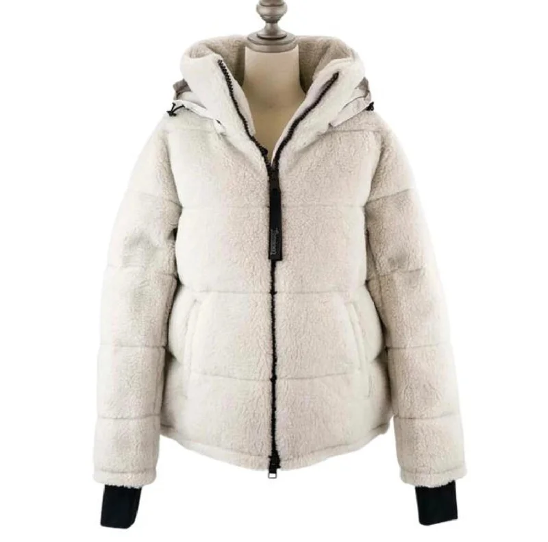 women's cropped jackets -The Sherpa Down Jacket In Cream