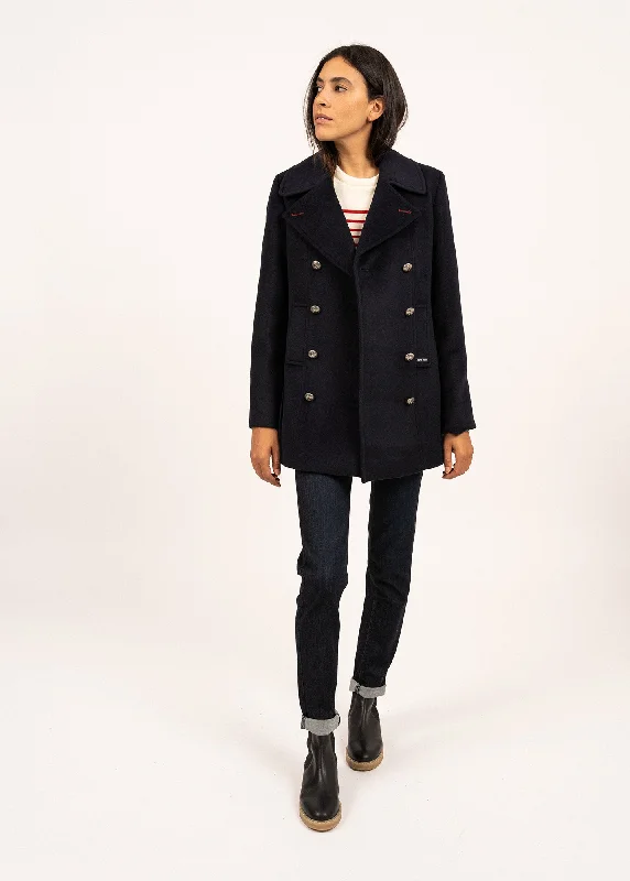 women's cropped jackets -St Briac peacoat - in wool (NAVY)