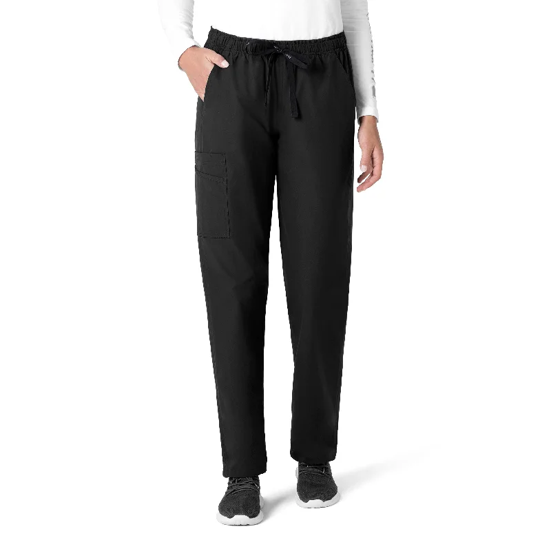 women's high-waisted pants -Carhartt Force Essentials Unisex Elastic Waist Cargo Scrub Pant - Black