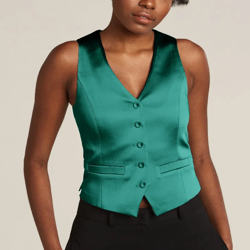 ladies' relaxed-fit jeans -Emerald Green Tuxedo Vest