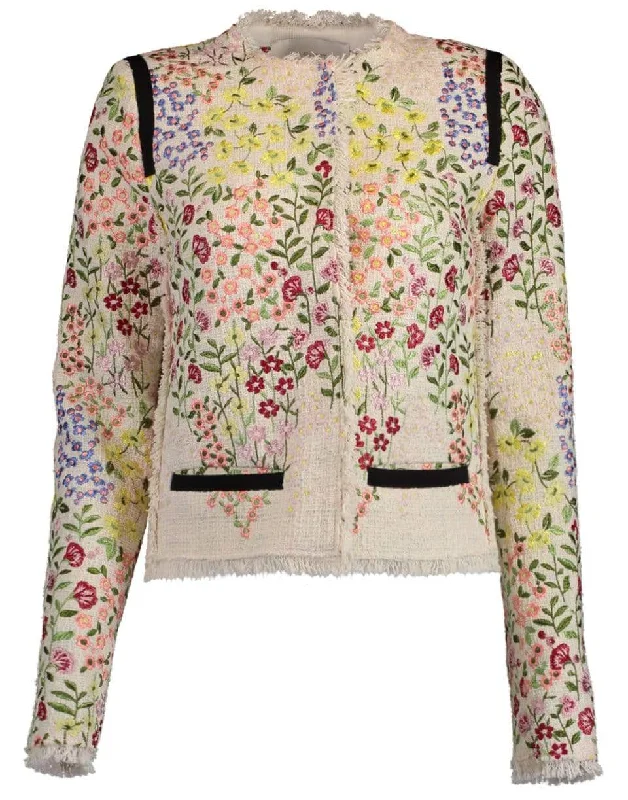 women's zip-up fleece jackets -Gilly Flower Tweed Jacket