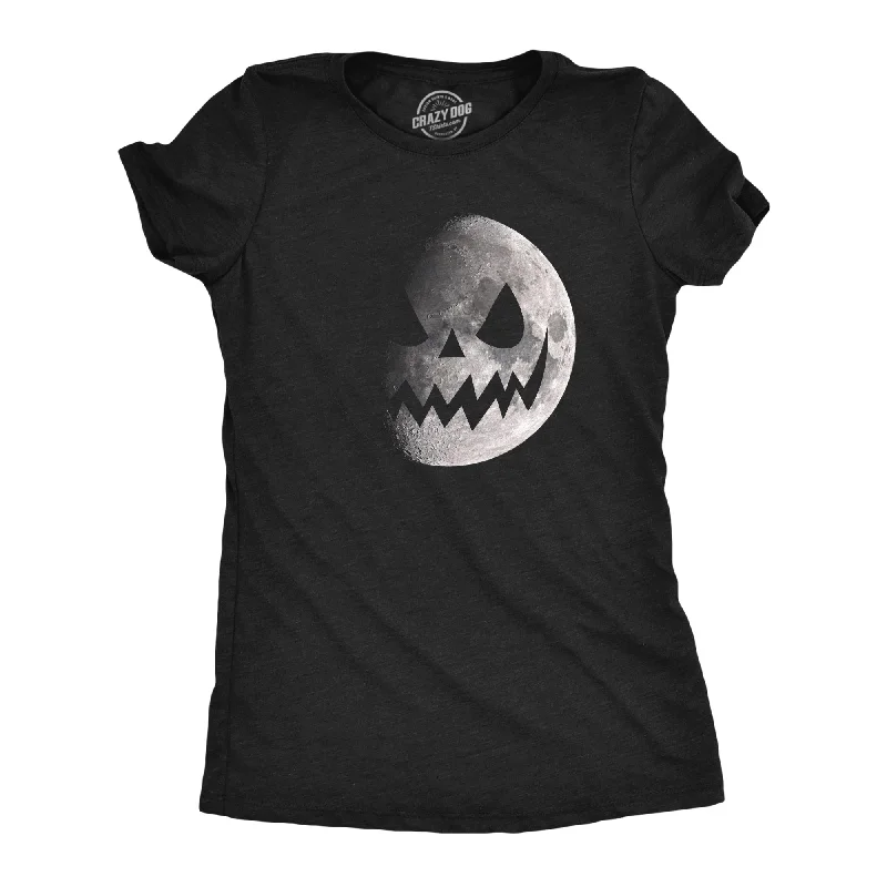 ladies' smocked blouses -Moon Jack O Lantern Women's T Shirt