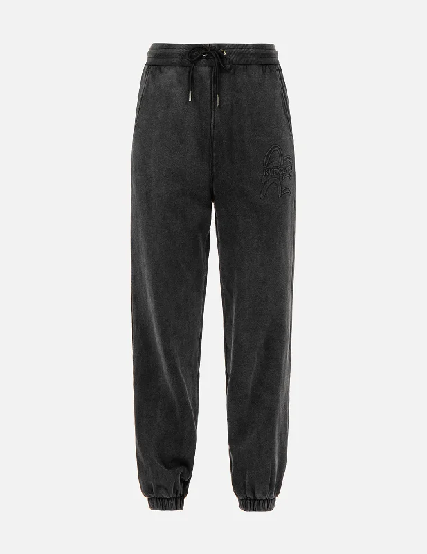 women's fitted trousers -Logo and Seagull Embossed Sweatpants