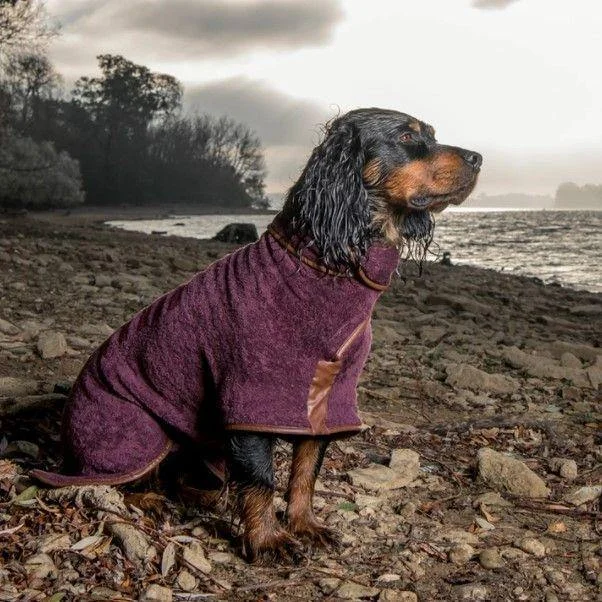 women's classic trench coats -Ruff & Tumble Dog Drying coat Large L Mud Burgundy Navy