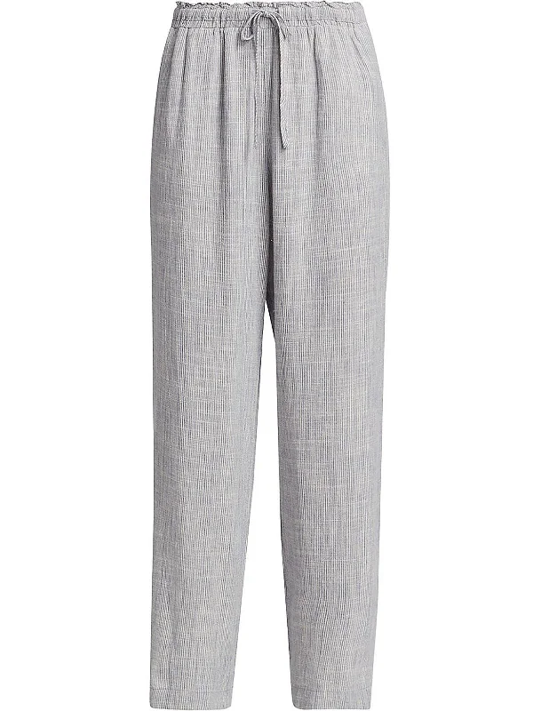 classic pants for women -Cheyenne Womens Linen Blend Micro-striped Wide Leg Pants