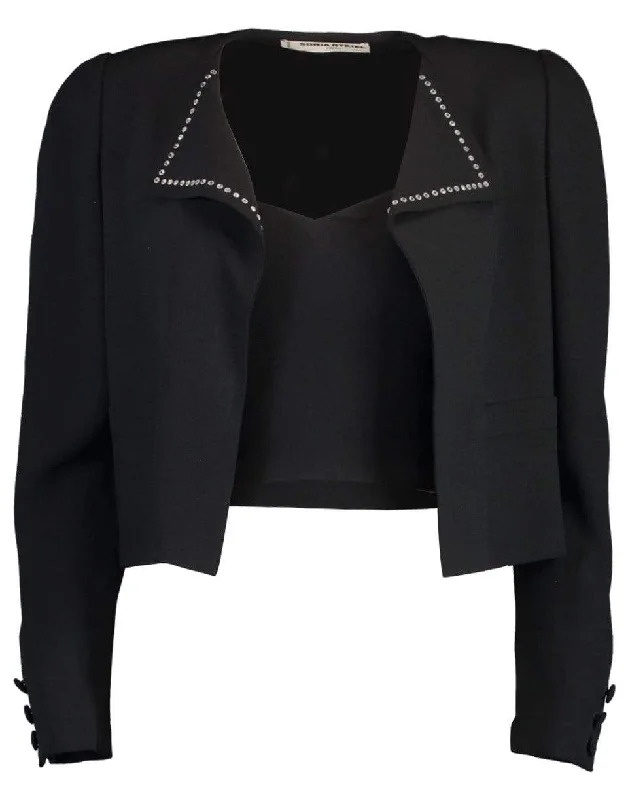 warm wool coats for women -Stud Detail Jacket with Bustier