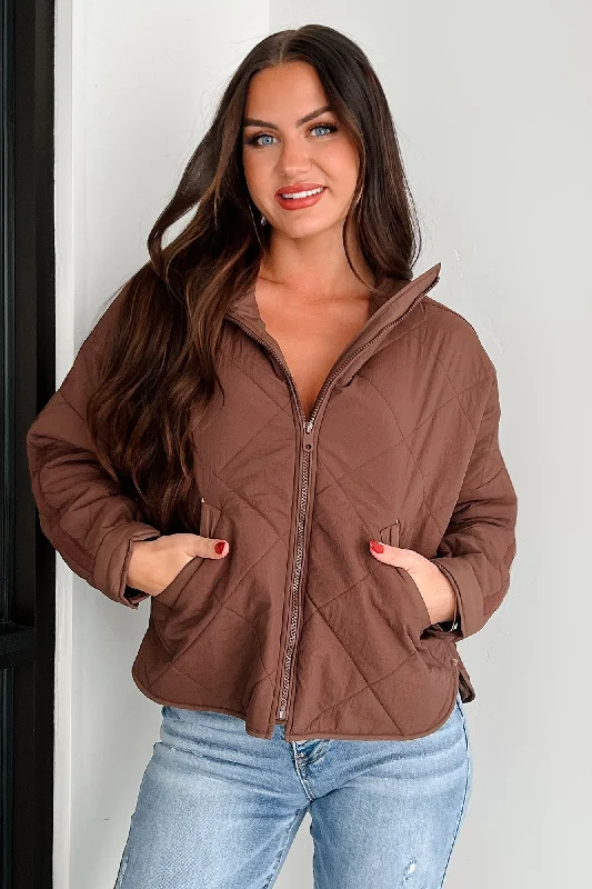 women's classic trench coats -Autumn Memories Quilted Jacket (Chocolate)