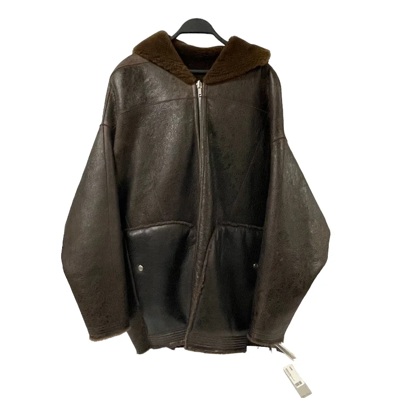 lightweight down jackets for women -Rick Owens/Leather Jkt/2/Leather/BRW/REVERSIBLE/RP02C1732-LSHBOF