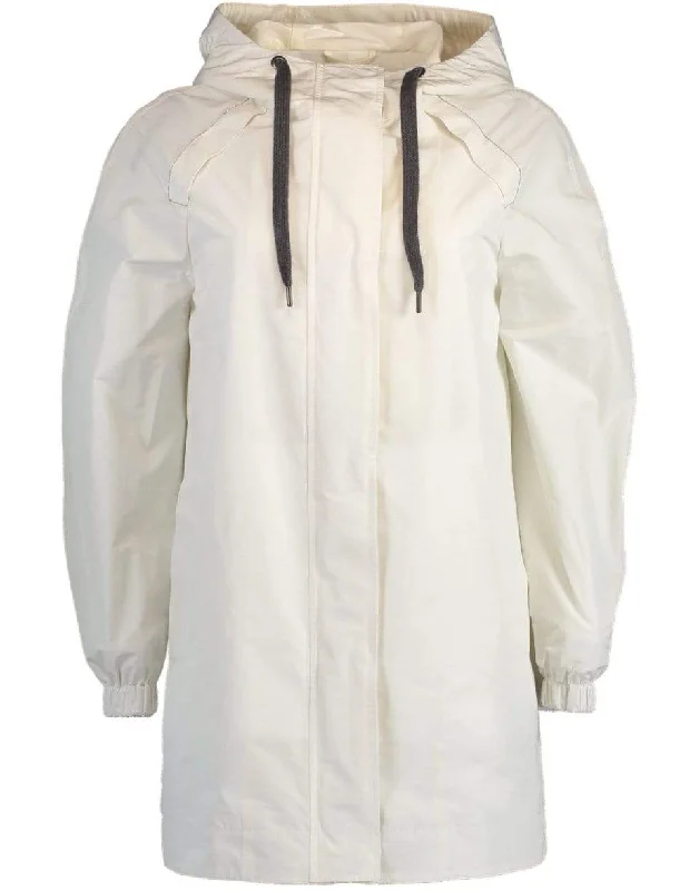 ladies' asymmetric jackets -Chalk Hooded Taffeta Jacket