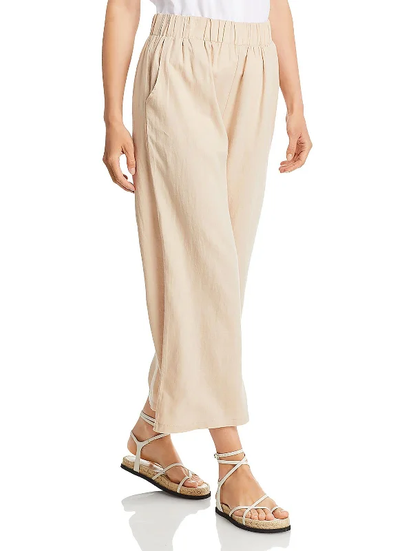 classic chino pants for women -Womens High Rise Knit Wide Leg Pants