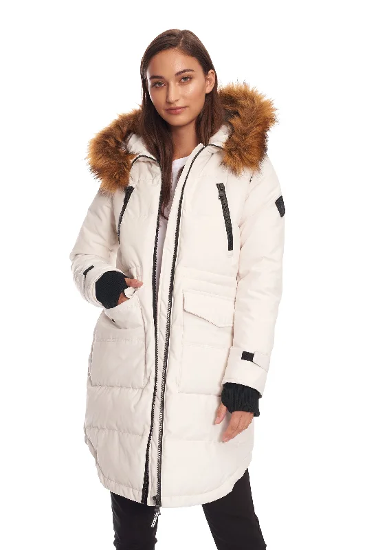 women's hooded jackets -UKON | WOMEN'S VEGAN DOWN (RECYCLED) DRAWSTRING PARKA