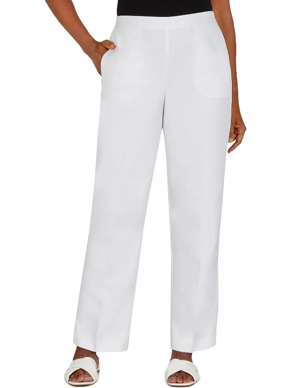 women's high-waisted pants -Plus Womens Traditional Fit Work Wear Wide Leg Pants