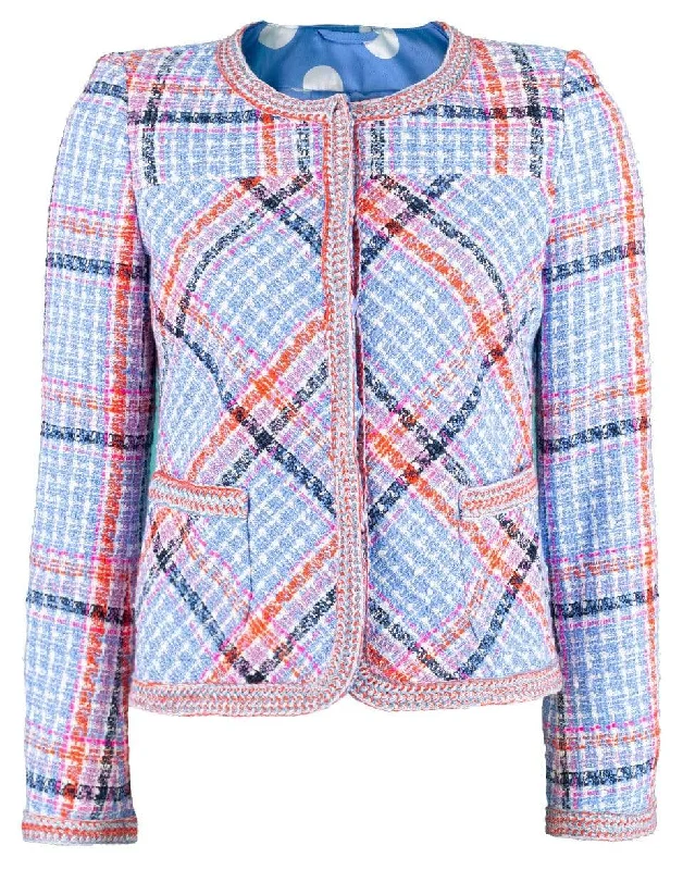 ladies' military jackets -Plaid Snap Front Jacket