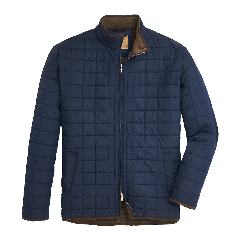 women's trench raincoats -Grid Quilted Jacket - Classic Navy