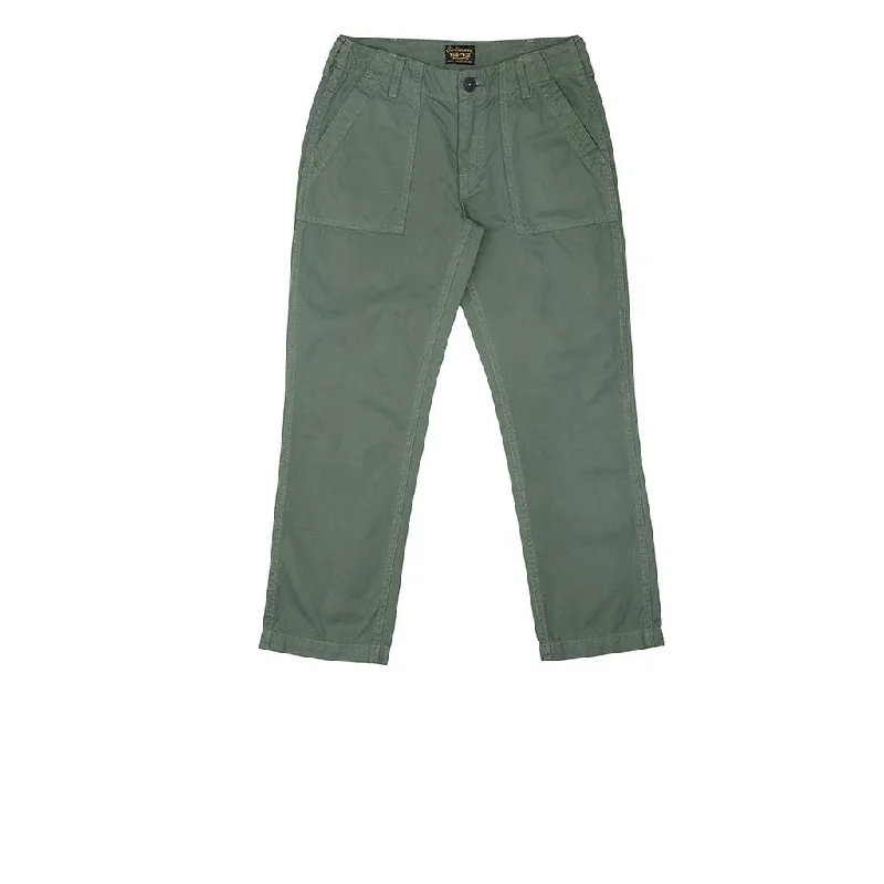 women's velvet pants -Military Cotton Twill Crop Pant - Old Olive