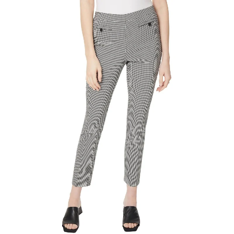 women's lightweight palazzo pants -Jones New York Womens Gingham Cropped Ankle Pants