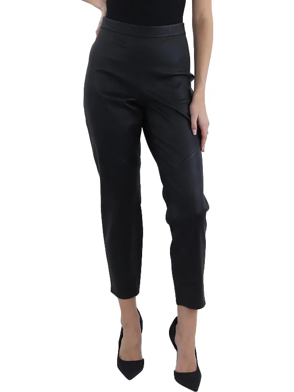 ladies' culottes -Womens Faux Leather Stretch Leggings