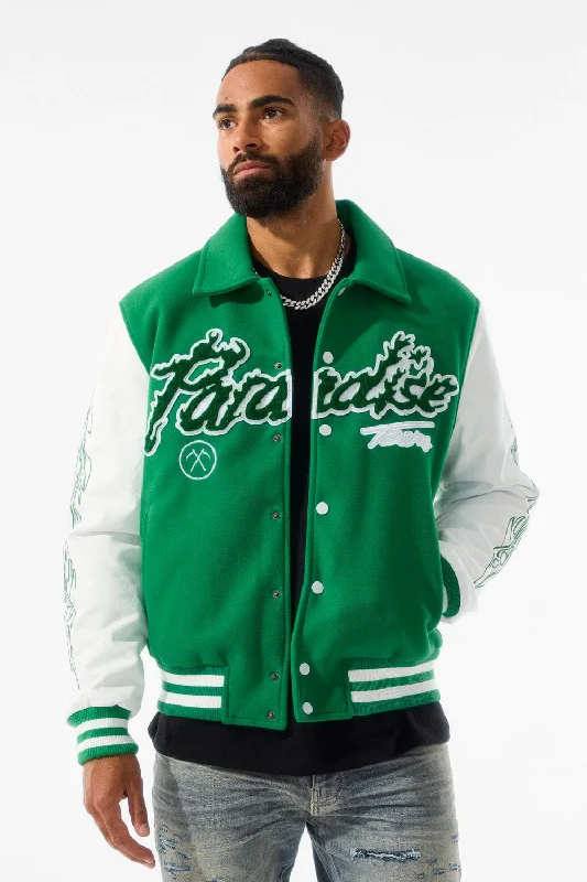 women's draped coats -Paradise Tour Varsity Jacket (Green)