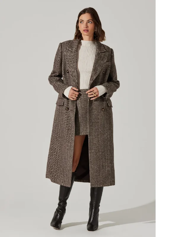 fashionable winter coats for women -Morana Coat, Brown Herringbone