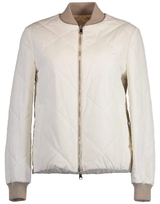 women's fur-lined jackets -Reversible Quilt Bomber Jacket