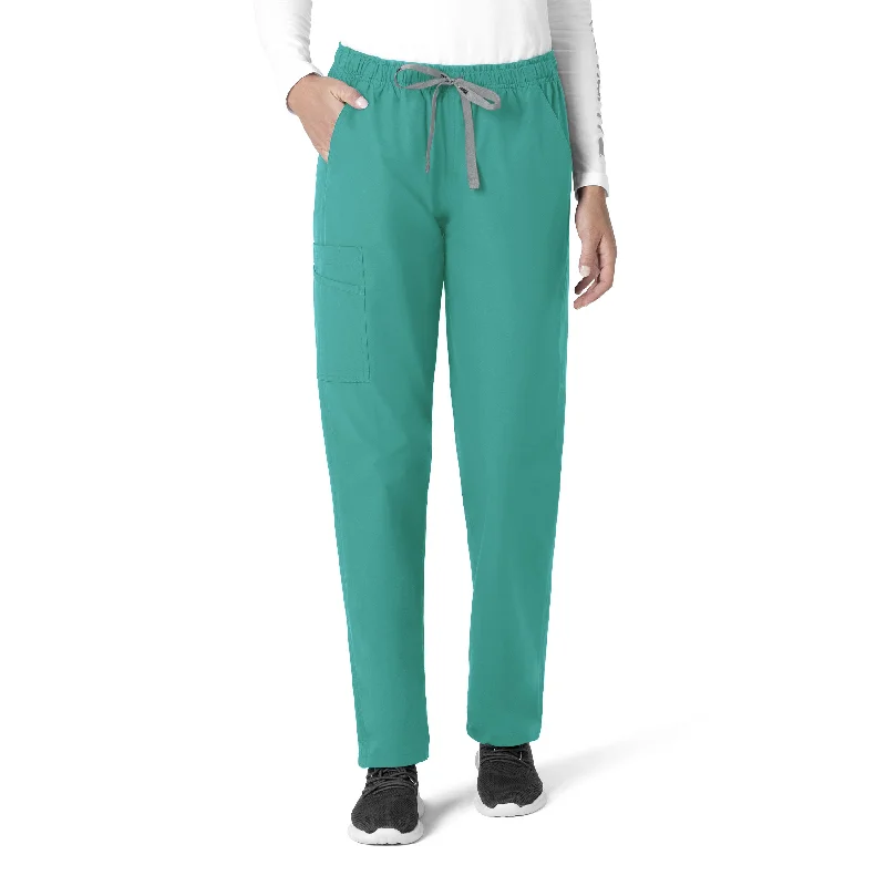 women's stretch pants -Carhartt Force Essentials Unisex Elastic Waist Cargo Scrub Pant - Teal Blue