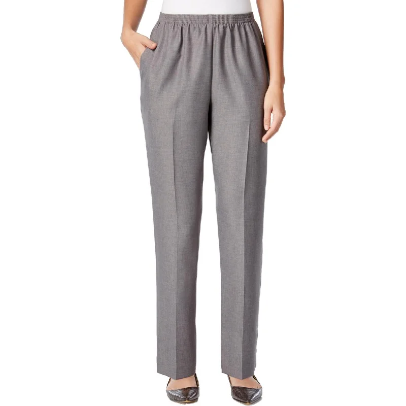 women's tailored trousers -Alfred Dunner Womens Solid Pocketed Dress Pants