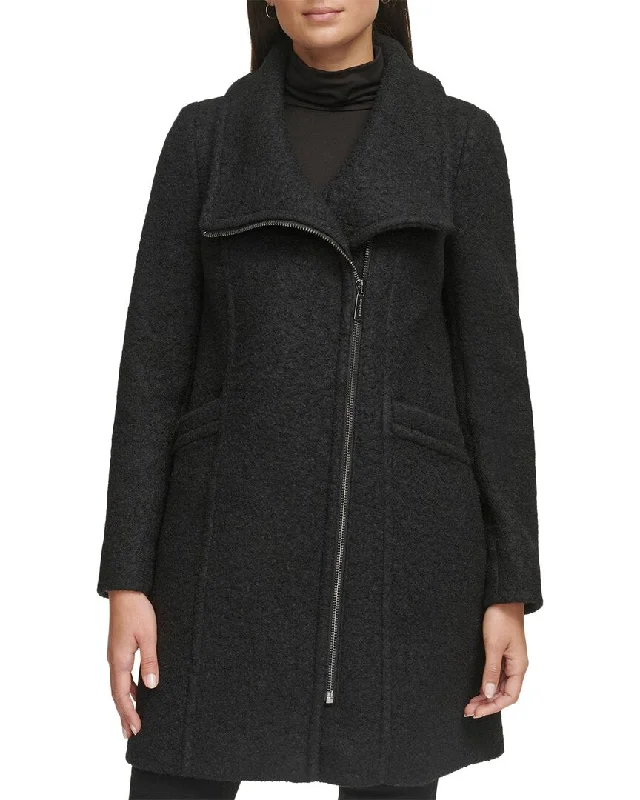 women's houndstooth coats -Kenneth Cole Wool-Blend Coat