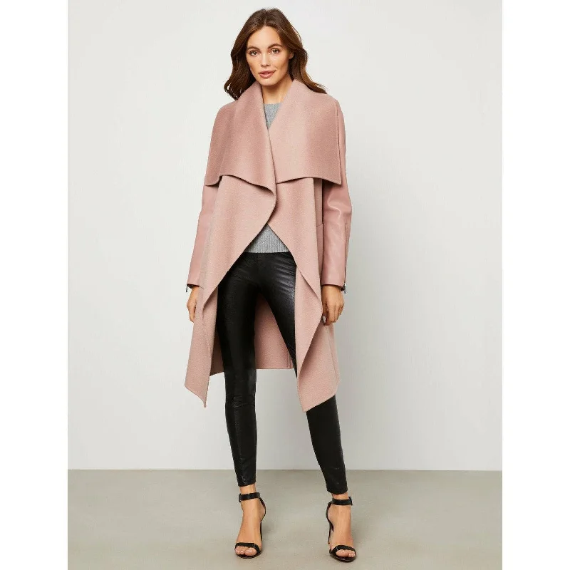 warm coats for women -BCBGMAXAZRIA Women's Draped Front Wool Coat