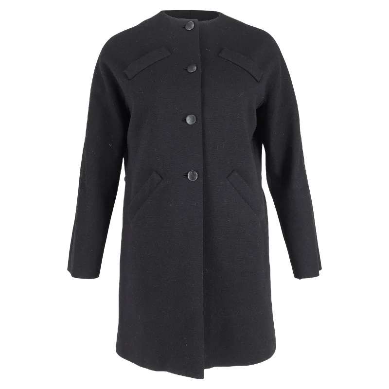 classic leather jackets for women -Balenciaga 60s Archive Coat in Black Virgin Wool