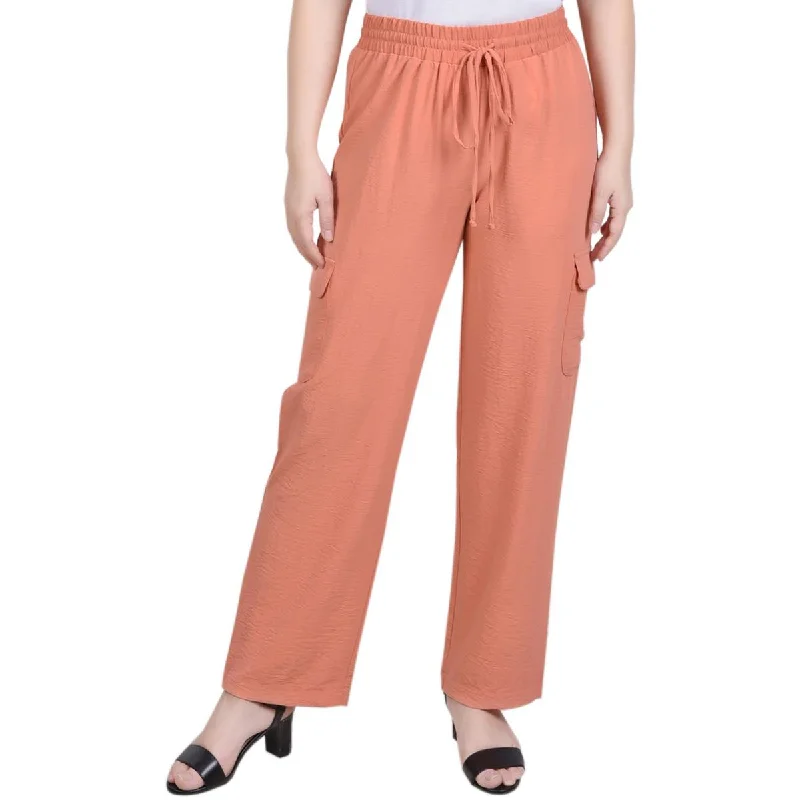 ladies' relaxed-fit jeans -NY Collection Womens Petites Slub Utiliy Cargo Pants