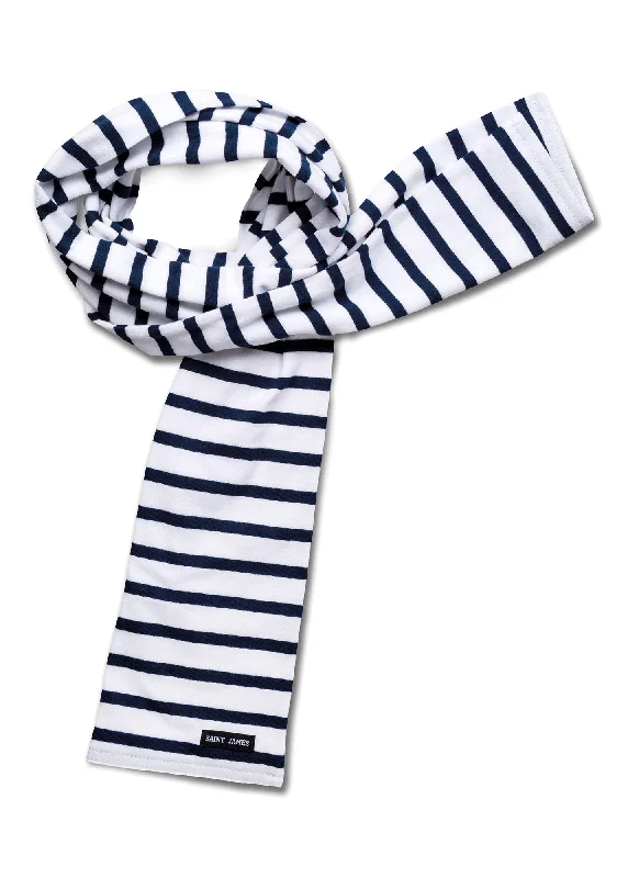 wool trench coats for women -Eve striped scarf - in light cotton (NEIGE/MARINE)