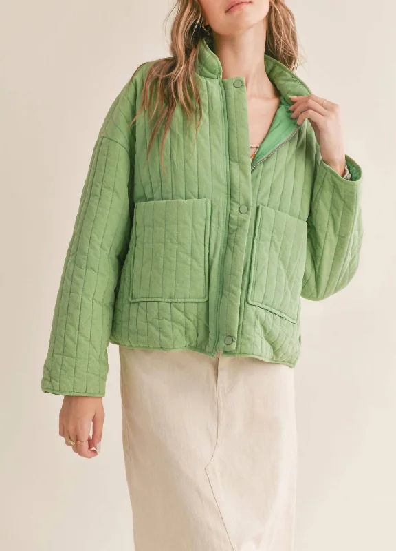 winter parkas for women -Kora Quilted Jacket In Washed Green