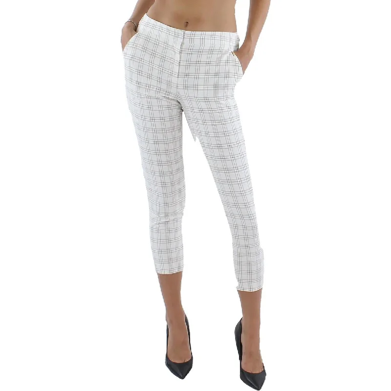 stylish skirts for women -Tommy Hilfiger Womens Plaid Flat Front Ankle Pants