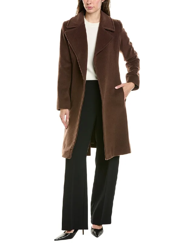 women's cape coats -FLEURETTE Medium Wool-Blend Wrap Coat